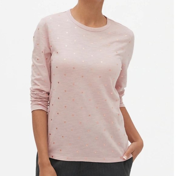 New Banana Republic Pink Gold Star Long Sleeve M - Picture 1 of 7